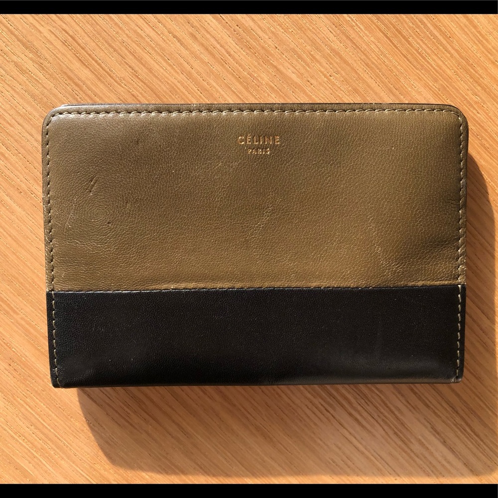 Celine Calfskin Passport Case - Olive & Black